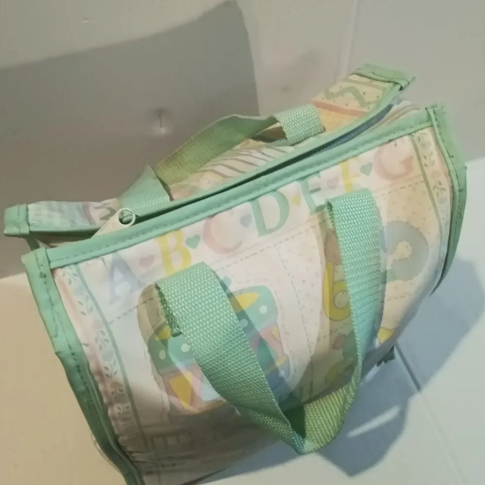 Vintage Baby Boom Pastel Toys Vinyl Diaper Bag Tote-90s-Still In Diapers